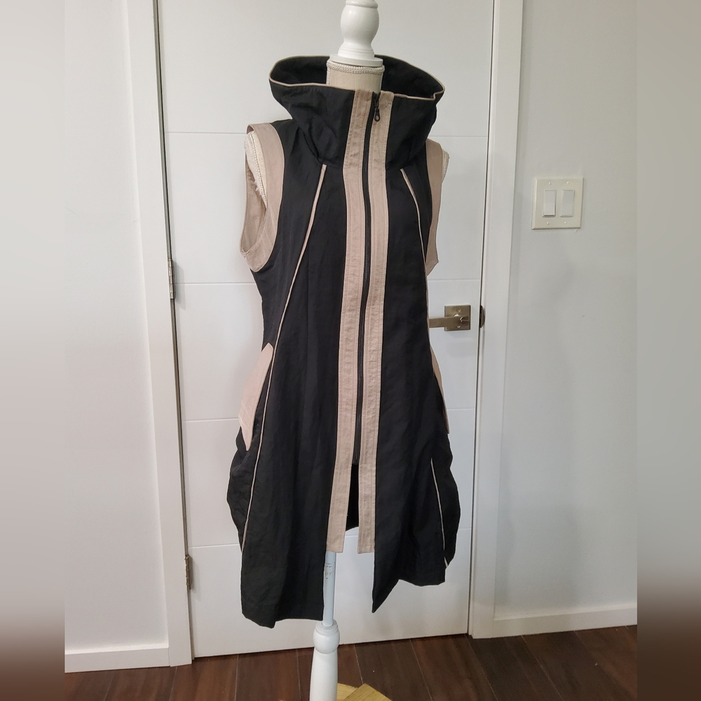 Vintage Design Today's Full Zip Sleeveless Coat Longline Vest Cover Up Size M
